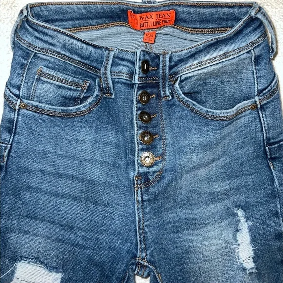 DISTRESSED Skinny Jeans Medium Wash Size 25 - Picture 2 of 5